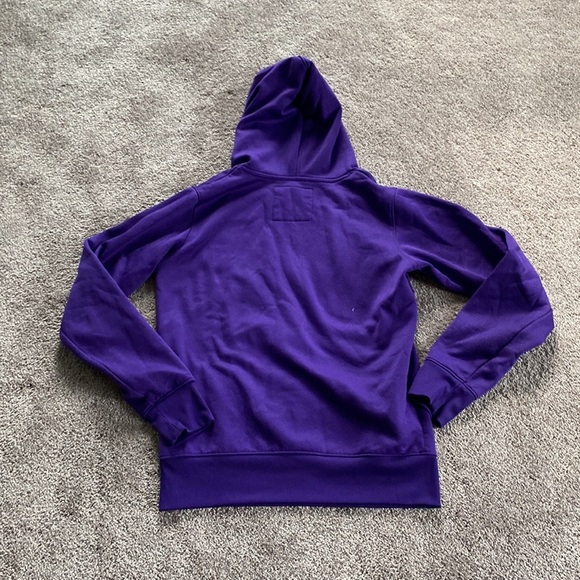 Under Armour Semi-Fitted Cold Gear Purple Logo Hoodie SIZE S - Picture 6 of 6